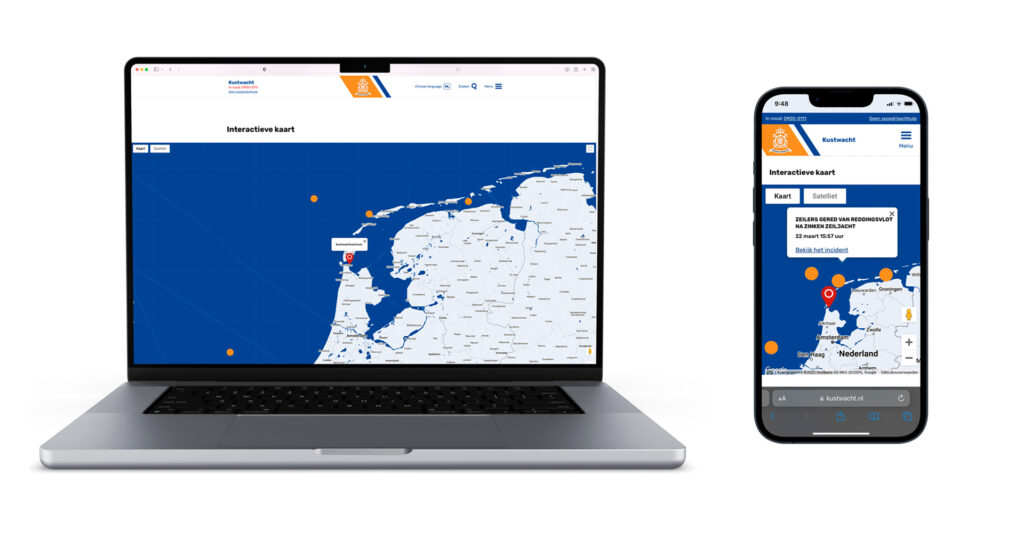 kustwacht-nederland-website-interactieve-kaart-op-laptop-en-mobiel